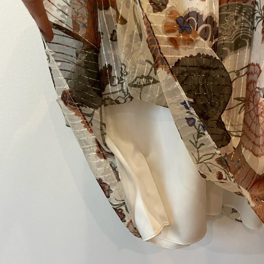 Floral Silk Blend Midi-Dress Lafayette 148 Size XS Fall Autumn Luxury - Picture 8 of 16
